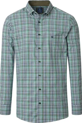 Produktbild von REDMOND Herren Freizeithemd Langarm Button-Down Comfort Twill Grün Karo XXL