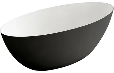 Obrázek produktu pro Volně stojící vana z litého mramoru Emilia - černá matná/bílá matná - 180x85cm