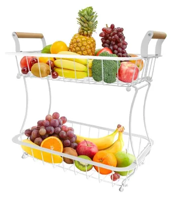 Immagine prodotto di Cestello per frutta a 2 piani, ideale per la cucina e il piano di lavoro