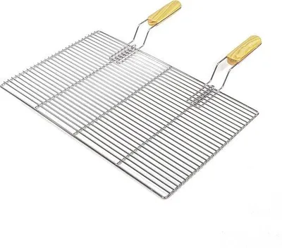 Produktbild von Grillrost 60x40cm Edelstahl mit Handgriffen für BBQ