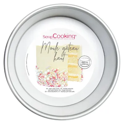 Imagen del producto de SCRAP COOKING: Molde para pastel, redondo, diámetro 20 cm, molde de aluminio con bordes altos, apto para horno