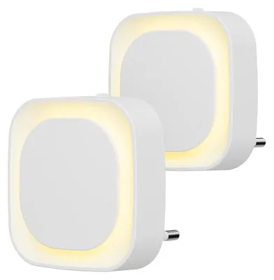 Zdjęcie produktu dla Lampka nocna do gniazdka z czujnikiem zmierzchu, 2 sztuki, możliwość regulacji jasności na 3 poziomach
