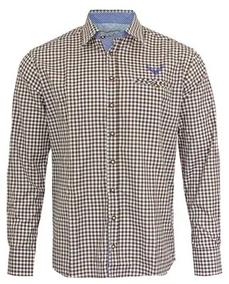 Produktbild von Karo Trachtenhemd Leopold für Herren - Braun / Blau Kragenweite: XS (35/36)