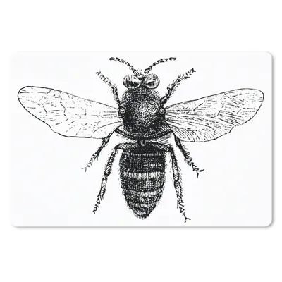 Produktbild von MuchoWow® Mauspad Mousepad Eine Illustration einer Biene in Schwarz-Weiß 27x18 cm - Mousepads - Maus Mat - Pad - Mausunterlage - Büroartikel - Desk Matten