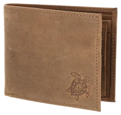 Produktbild von oxmox Leder Geldbörse Leather RFID Protect Querscheinbörse Turtle 2.0 Embossed Vintage Light Brown braun