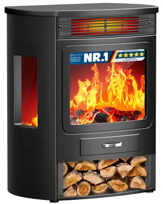 Produktbild von KESSER® Prio Elektrokamin mit Heizung Heizlüfter Fernbedienung WiFi App 950/1900 W Kamin elektrisch LED-Flammeneffekt Kaminfeuer Elektro Kamin mit Thermostat  Panorama-Sichtfenster Heizfunktion Timer