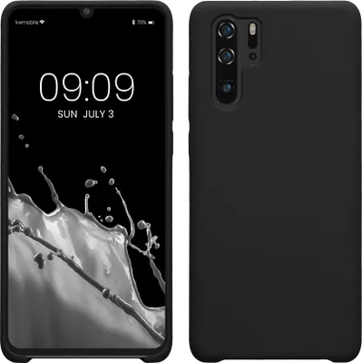 Produktbild von kwmobile Hülle kompatibel mit Huawei P30 Pro Hülle - Silikon Handy Case - Handyhülle weiche Oberfläche - kabelloses Laden - Schwarz matt