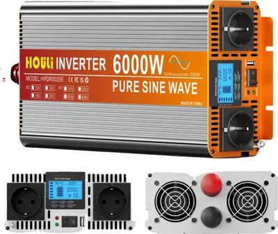 Obrázek produktu pro Auto-invertor, výkon 7000 W, dvojité zásuvky AC, 6000 W-a, Evropa-c, 12 V-a, 220 V-50 Hz-c