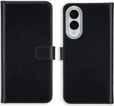 Zdjęcie produktu dla Selencia Genuine Leather Bookcase dla Samsung Galaxy S25 Edge - Czarny