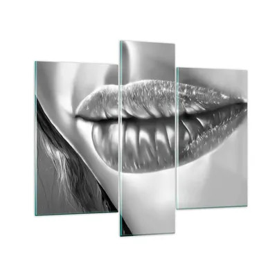 Produktbild von Bilder auf glas - Lippen Gesicht weiblich Lippenstift - 95x80cm - Glasbilder - Wandbilder - Kunstdruck - Wanddekoration aus Glas - Glas Bilder - Wandbild auf Glas - GCB95x80-2266