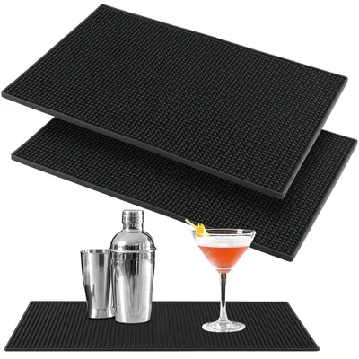 3er Set Bar-Servicematten 45x30 cm, schwarz, Gummi
