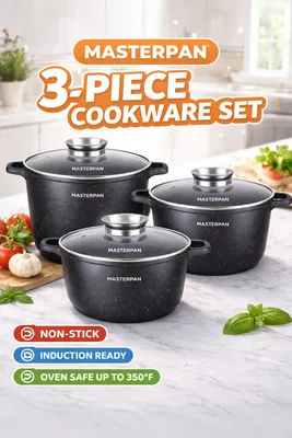 Obrázek produktu pro MASTERPAN 6dílná sada hrnců | 7 l | 10 l | 14 l | VELKÉ HRNCE | Nepřilnavé | Indukční | S víkem | Velké hrnce | Hrnec na polévku | Pro všechny typy sporáků | MP2143