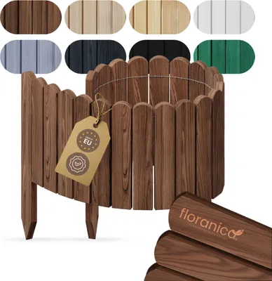 Produktbild von Floranica Beetumrandung Beeteinfassung 30 x 100 cm Braun Rasenkante Holz Gartenzaun Holzzaun flexibler Rollborder