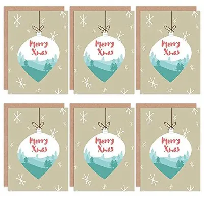 6 Weihnachtskarten, winterliche Szene, 17,5x12,5 cm, 280 gsm, blanko