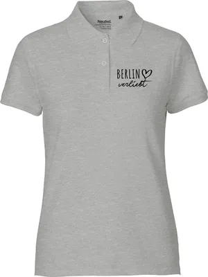 Produktbild von Huuraa Damen Polo Shirt Berlin verliebt XXL Sport Grey Bio Baumwolle Fairtrade Poloshirt Geschenkidee