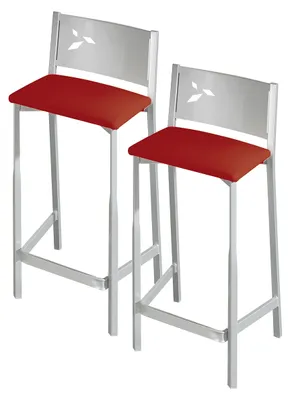 Image de ASTIMESA : Deux tabourets pour la cuisine, 60 cm, revêtus de similicuir, couleur rouge