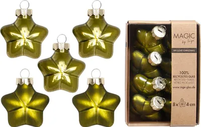 Produktbild von Christbaumschmuck Sterne 4cm Glas 8 Stück - Green Olives