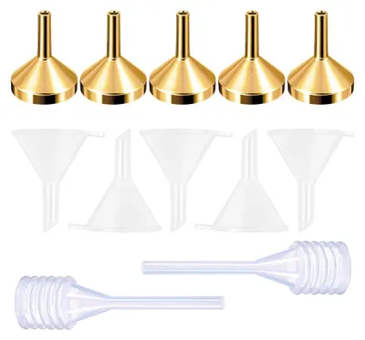 Produktbild von MYLL 4 Stück Kleiner Edelstahltrichter Parfümbefüllung mit Pipette, Metalltrichter Mini, Parfümtrichter zum Befüllen von Zerstäubern und Liquid (Silber, Ø 18 mm)