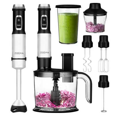 Immagine prodotto di Frullatore a mano 1500W ZEEGMA HANDY CHEF + FOOD PROCESSOR Frullatore a mano in acciaio inox frullatore sbattitore SET 8 in 1