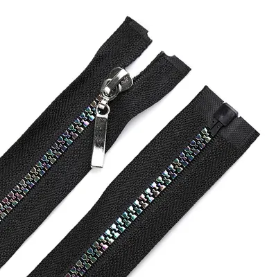 Reißverschluss 5mm 40-70cm Regenbogen-Schiene f. Jacken Softshells Sportbekleidung, schwarz