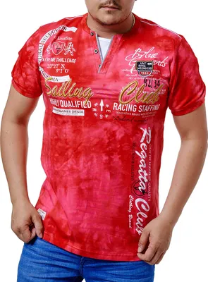 Produktbild von Herren T-Shirt | Sommershirt | Batik Optik | 2879 Rot 3XL