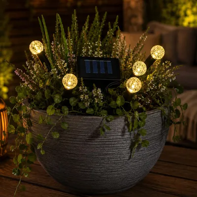 Produktbild von LED Solar Gartenstecker BUBBLES - 5 Erdspieße mit Luftblasen Optik - L: 1,2m - H: 18cm - Lichtsensor