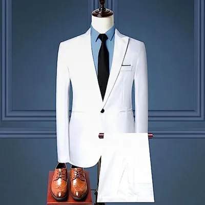 Produktbild von Herrenanzug, elegant, einfarbig, einreihig, Slim-Fit, Partyanzug, Hemd, Hose, Krawatte, Freizeitanzug für den Winter