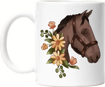 Produktbild von Pferd Tasse Weiß Pferde Hengst Stute Hobbie Freiheit Pferdeflüsterer Pferdeliebhaber Reiten Blumen Pony