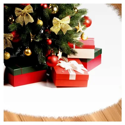 Produktbild von Weihnachtsbaumdecke Weiß, 90 cm Weihnachtsbaumdecke für Weihnachtsbaumdekoration