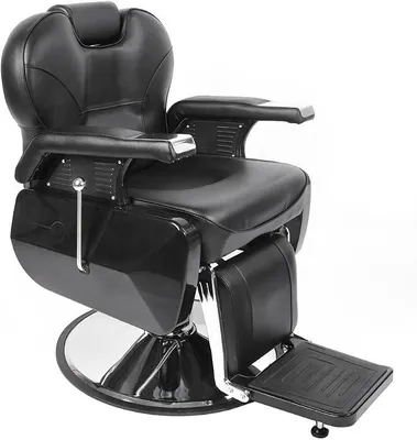 Produktbild von Friseurstuhl, hydraulisch, um 360 ° neigbar, für professionellen Salon, 96 x 94 x 84 cm, Schwarz