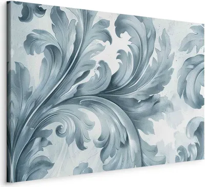 Produktbild von Italienischer Leinwand Leinwandbild - Stone Baroque Ornaments in Light Shades of Gray-Blue 120x80 cm Muster f-H-10019-b-a