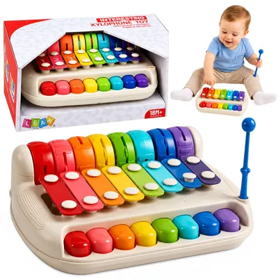 Produktbild von Kinder-Xylophon-Klavier, buntes Musikinstrument, 2-in-1-Trommelstock