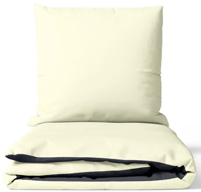 Produktbild von Baumwolle Bettwäsche Set 155x220 cm Feinbiber Beige Anthrazit Wendeseite Uni