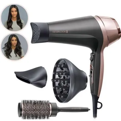 Immagine prodotto di Remington D5706 Hairdressing Set. Curl Confidence 2200W Ionic Hair Dryer. 45mm Brush. Ceramic Grill. Lightweight. Quiet