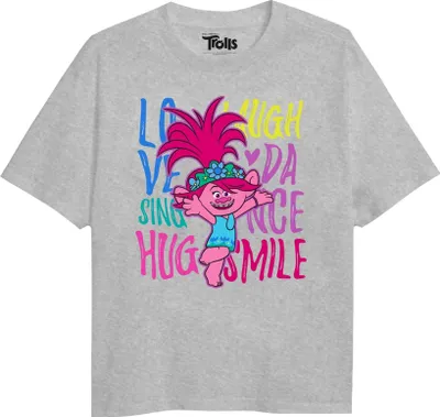 Produktbild von Trolls - "Love Laugh Sing" T-Shirt für Mädchen TV2453 (116) (Grau meliert)