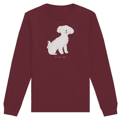 Produktbild von Mr. & Mrs. Panda Bio Baumwoll Pullover Bichon Frisé Moment Größe L - Burgundy - Geschenk, Sweatshirt, Pulli, Sweater