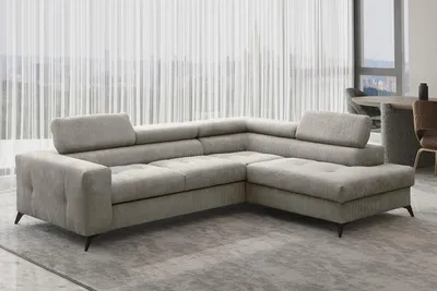 Produktbild von Kaiser Möbel Ecksofa mit schlaffunktion und bettkasten, Sofa L-form, Couch L-form Arcadi Dicker Cord Hellbeige Rechts