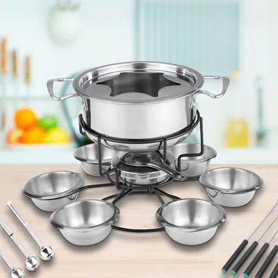 Produktbild von HI Edelstahl Fondue-Set mit Drehkarussell für 6 Personen 24694
