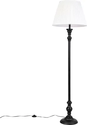 Produktbild von Stehleuchte Schwarz mit Plissiertem Schirm Weiß 45 cm Classico
