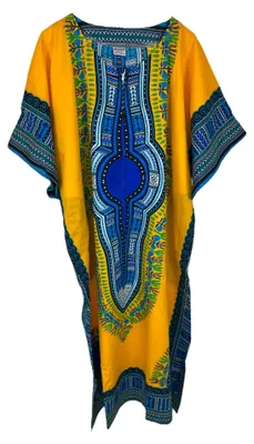 Produktbild von Lange Baumwoll-Kaftan Kleid mit Afrikanischem Druck für den Sommer