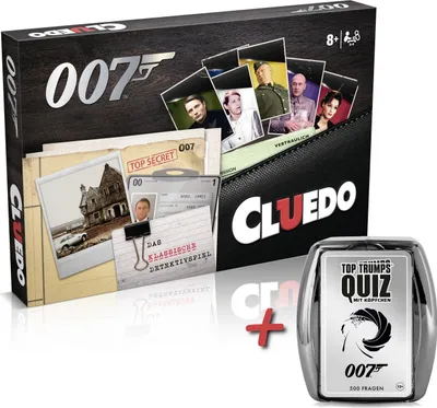 Produktbild von Winning Moves James Bond Cluedo & Top Trumps Quiz Bundle – deutschsprachiges 007 Spielset