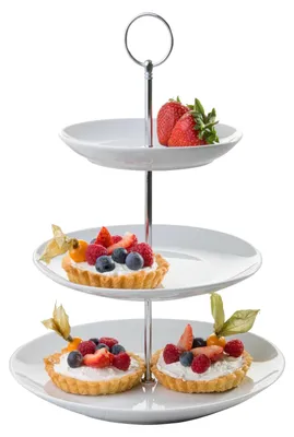Produktbild von Etagere - H 37 cm - 3 Etagen - Weiß - Porzellan