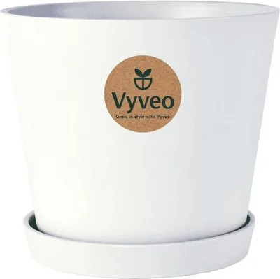 Image de Vyveo - Pot de fleurs Norden avec soucoupe - Blanc - 23x20