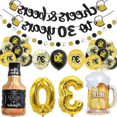 Produktbild von Geburtstagsdeko Schwarz Gold Set für Männer und Frauen