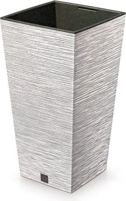 Immagine prodotto di Vaso da fiori 20 cm FURU SQUARE ECO WOOD DFSH200W-S449W plastica bianca PROSPERPLAST