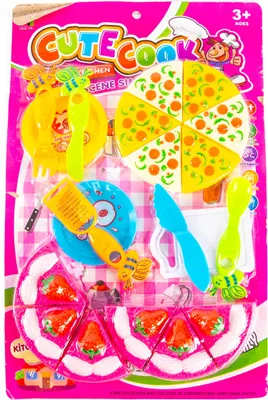 Produktbild von Kinder Küchenzubehör Set mit Pizza & Torte - Spielgeschirr & Lebensmittel Spielzeug