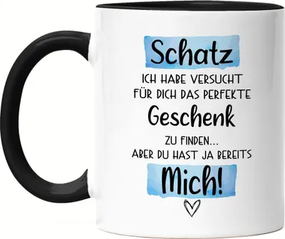 Produktbild von Schatz Geschenk Tasse Schwarz Mit Spruch Ehemann Freund Partner Humor Sarkasmus Geschenkidee