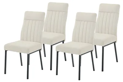 Produktbild von Hela Tische, 4er Set Esszimmerstuhl Catania, Bezug Webstoff Chenille Beige Steppungen, FEDERKORB Polsterung, ergonomischer Rücken, 140kg belastbar
