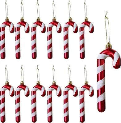 Produktbild von Herzwild Weihnachtsbaumschmuck Zuckerstangen 12pcs Weiß-Rot