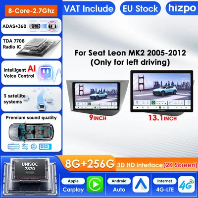 Image de Autoradio double DIN - Écran Android Auto de 9 pouces - Processeur 8 cœurs - 6 Go de RAM - 256 Go de stockage